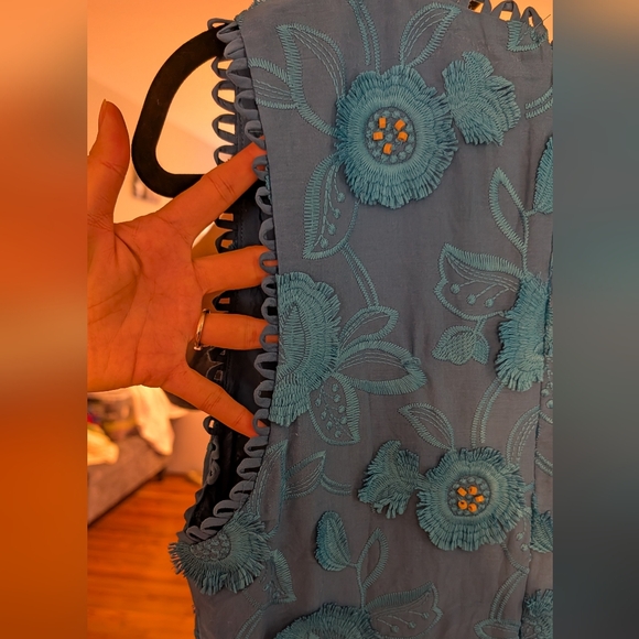 Farm Rio Blue 3d flower sleeveless maxi dress - Picture 14 of 16